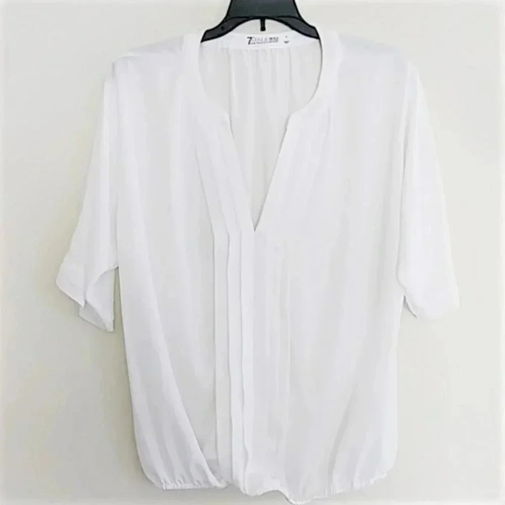 New York and Company Small‎ White Sheer Top